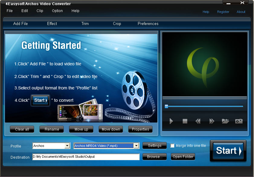 Screenshot of 4Easysoft Archos Video Converter 3.2.26